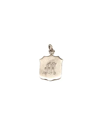 Engraved Scallop Edge Shield 'M' Initial