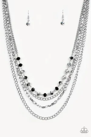 Extravagant Elegance Multi, Black and Silver Necklace and matching Earrings - Paparazzi Accessories