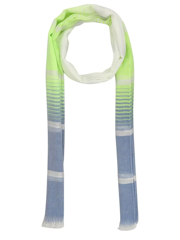 FabSeasons Striped super soft Neon Blue Cotton Scarf