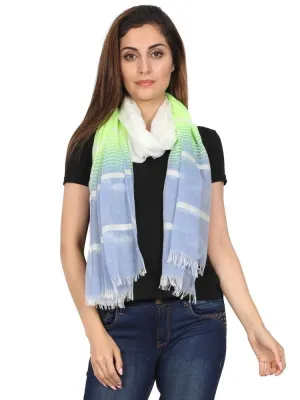 FabSeasons Striped super soft Neon Blue Cotton Scarf