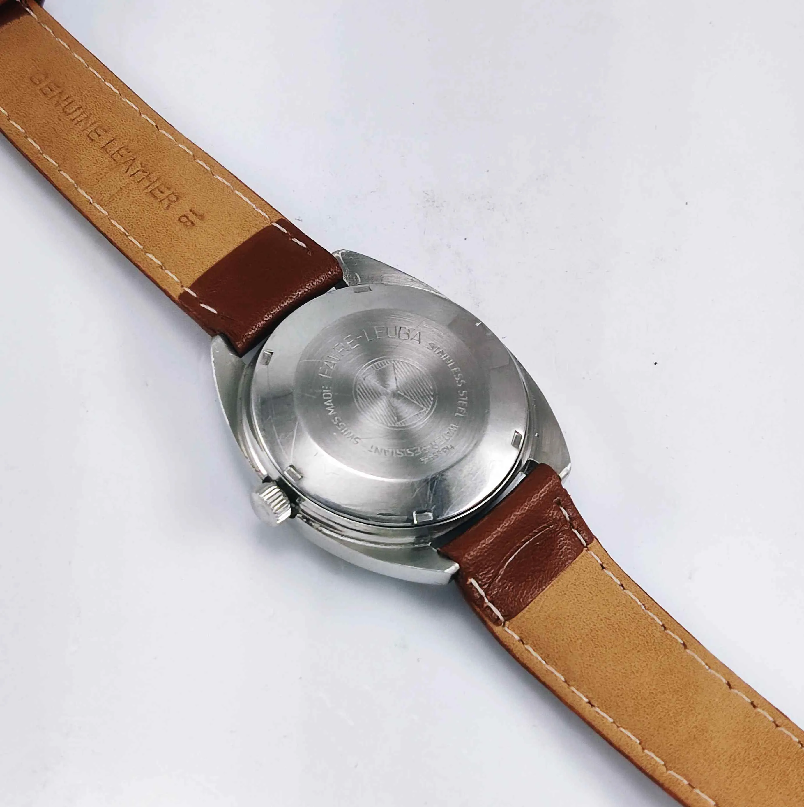 Favre Leuba Duomatic 909 Navy Brown Dial 17 Jewels Men's Automatic Watch