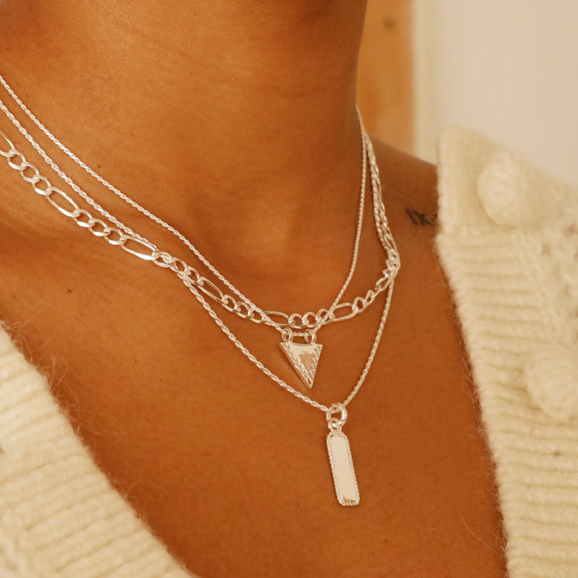 Figaro Chain Necklace Sterling Silver