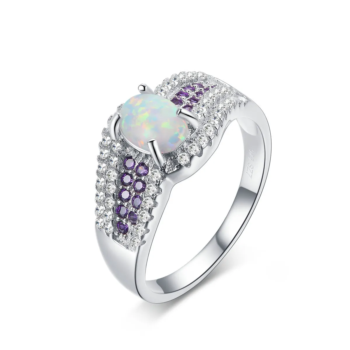 Finesse Opal Oval-Cut Ring in Sterling Silver