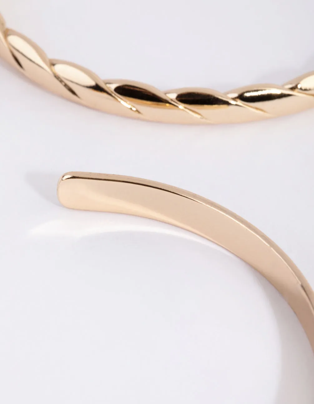 Gold Twist & Plain Cuff Bangle Set