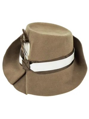 Hand Crafted 1940s Look Brown Felt Trilby