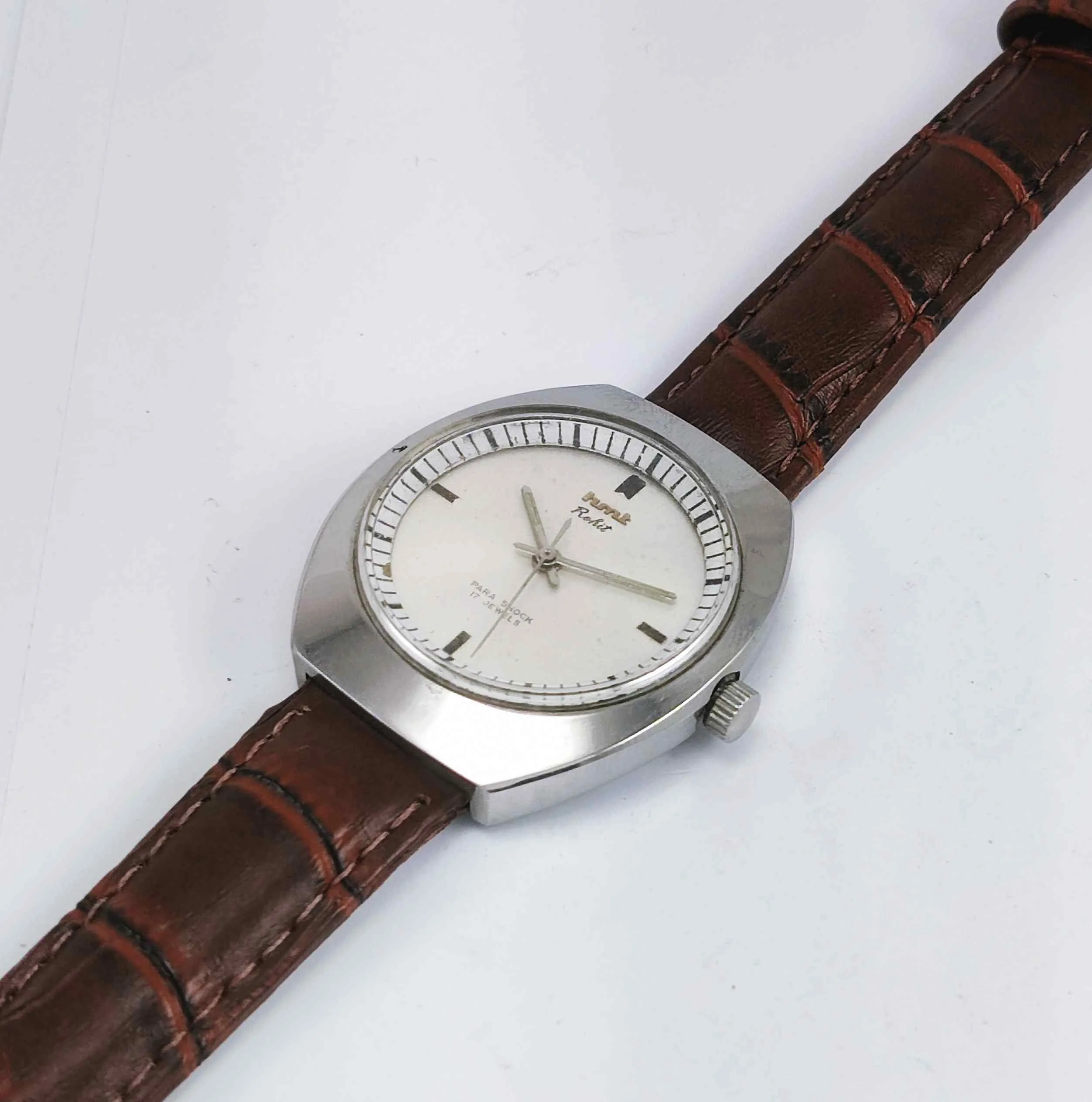 HMT Rohit Para Shock 17 Jewels Silver Dial HandWinding Men's Watch
