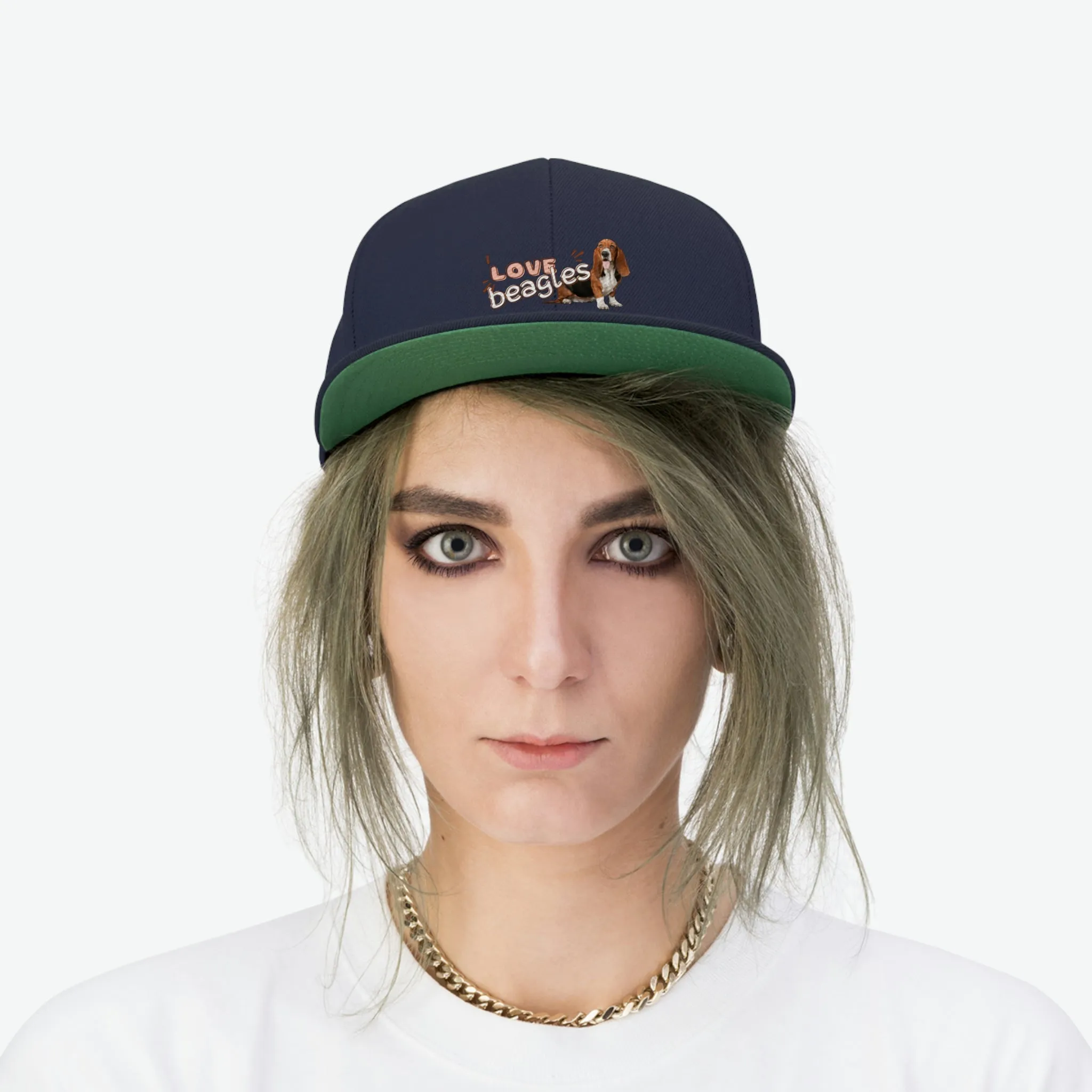 I love Beagles Dog POD Unisex Flat Bill Hat