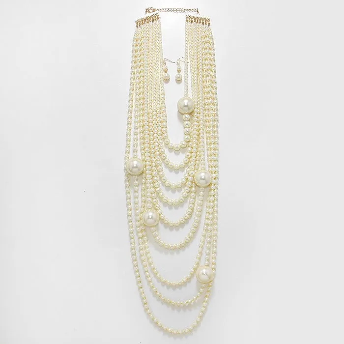 iLLASPARKZ 9-Tier Pearl Drape Long Necklace