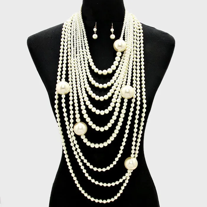 iLLASPARKZ 9-Tier Pearl Drape Long Necklace