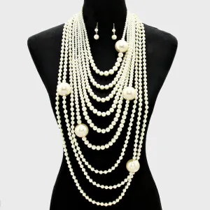 iLLASPARKZ 9-Tier Pearl Drape Long Necklace