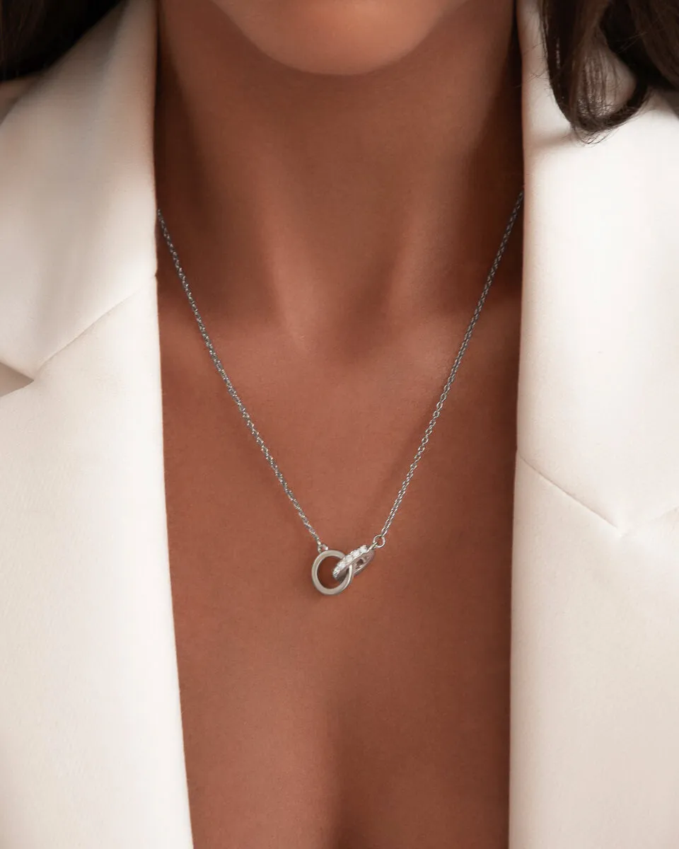 Interlinked Crystal Necklace (Silver)