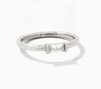 Juliette Silver Plated Band Ring White Crystal Sz 8 by Kendra Scott