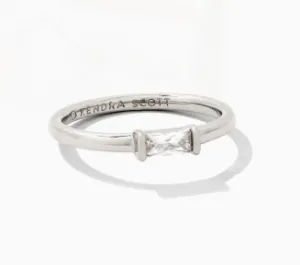Juliette Silver Plated Band Ring White Crystal Sz 8 by Kendra Scott