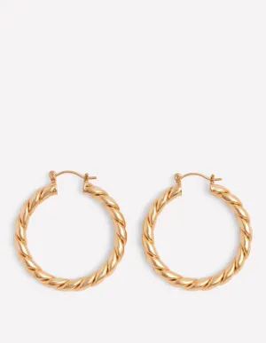 Large Chunky Twist Hoops-Gold