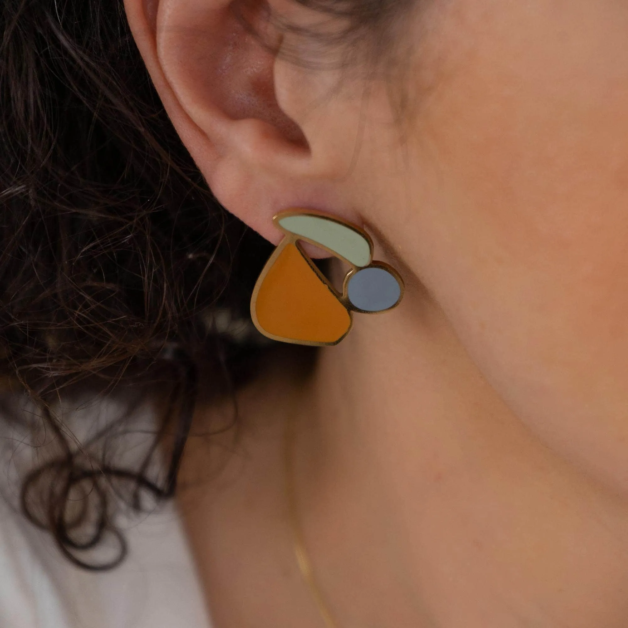 Large Multi-Color Stainless Steel Stud Earrings