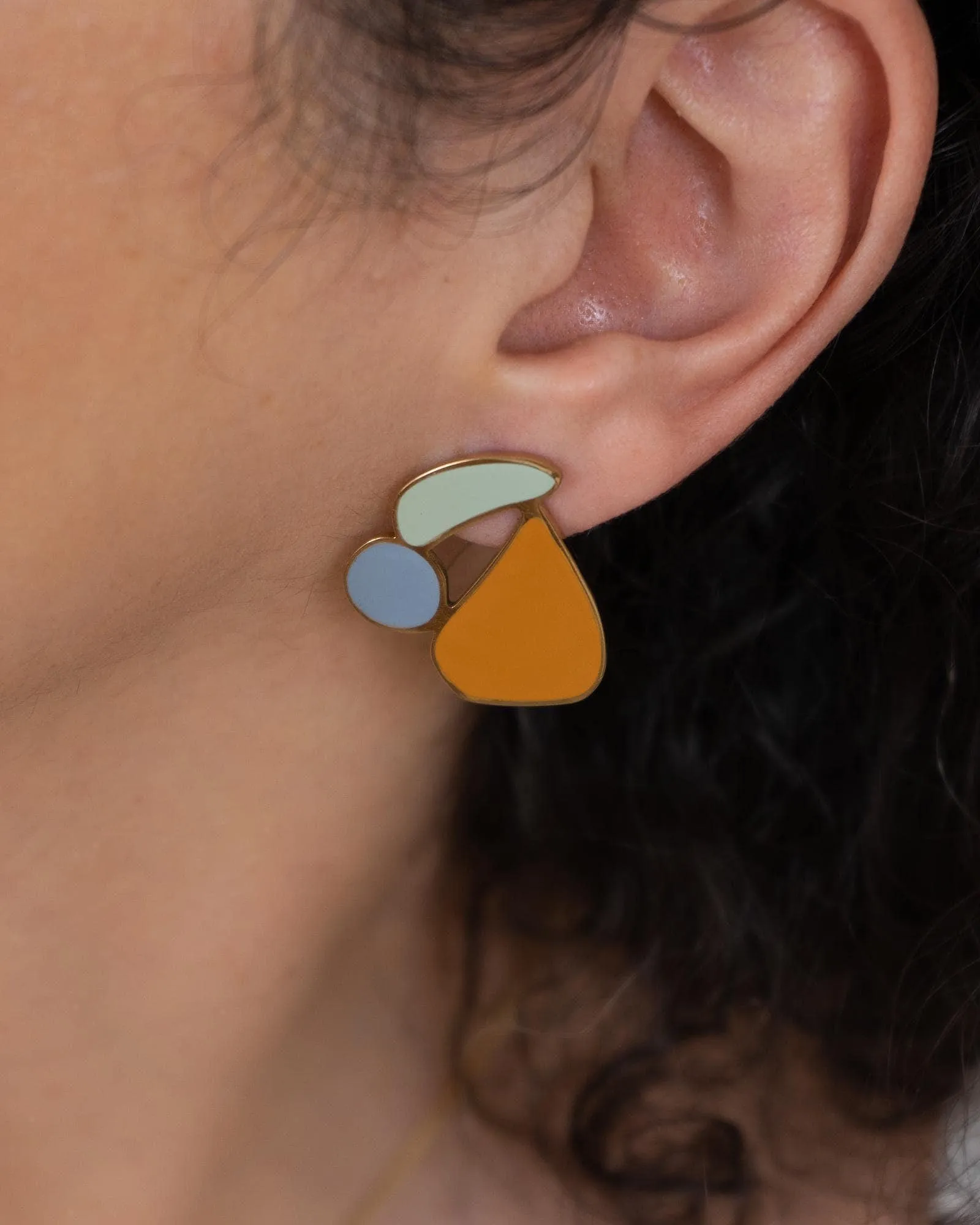 Large Multi-Color Stainless Steel Stud Earrings