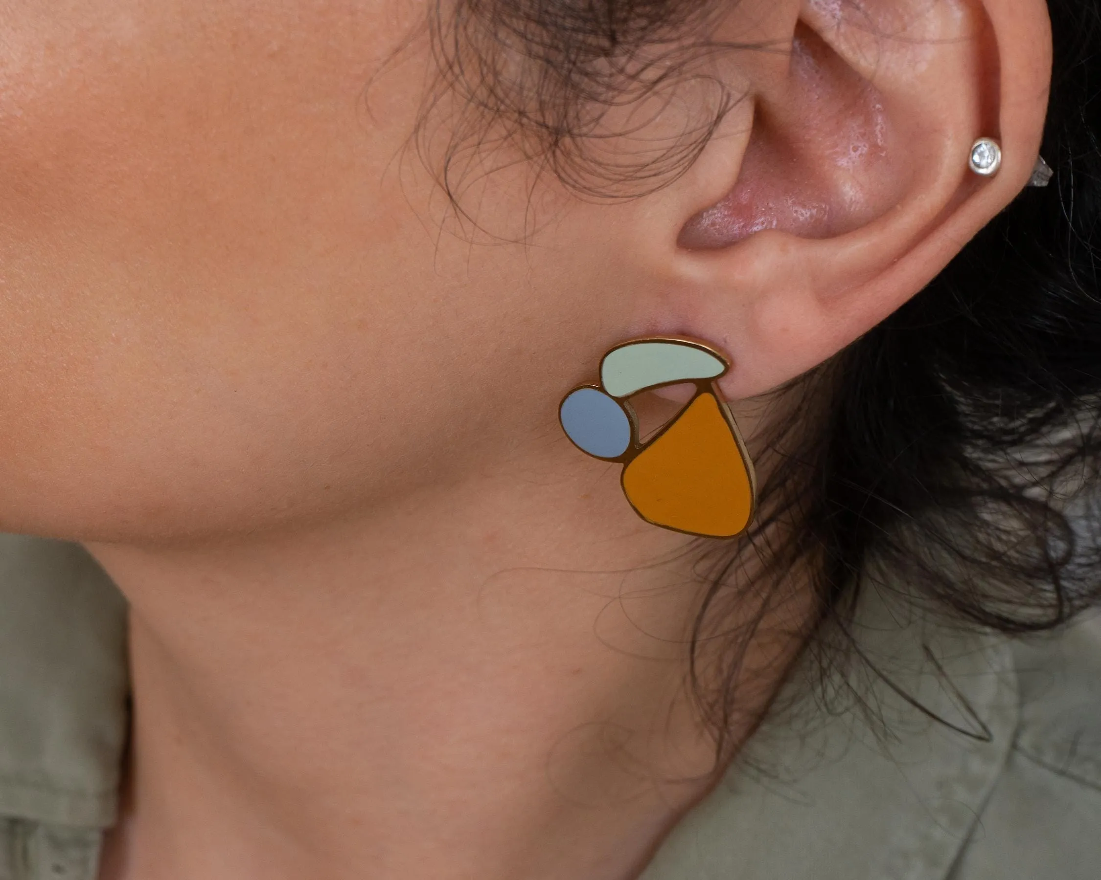 Large Multi-Color Stainless Steel Stud Earrings