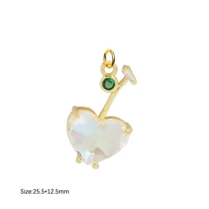 Large White Cherry Heart Charm For Charm Necklace