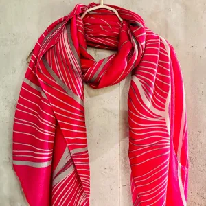 Leaf Vein Pattern in Pink Cotton Scarf for Women,Suitable for all Season,An Eco-Friendly Gift for Mom,Ideal for Birthday.
