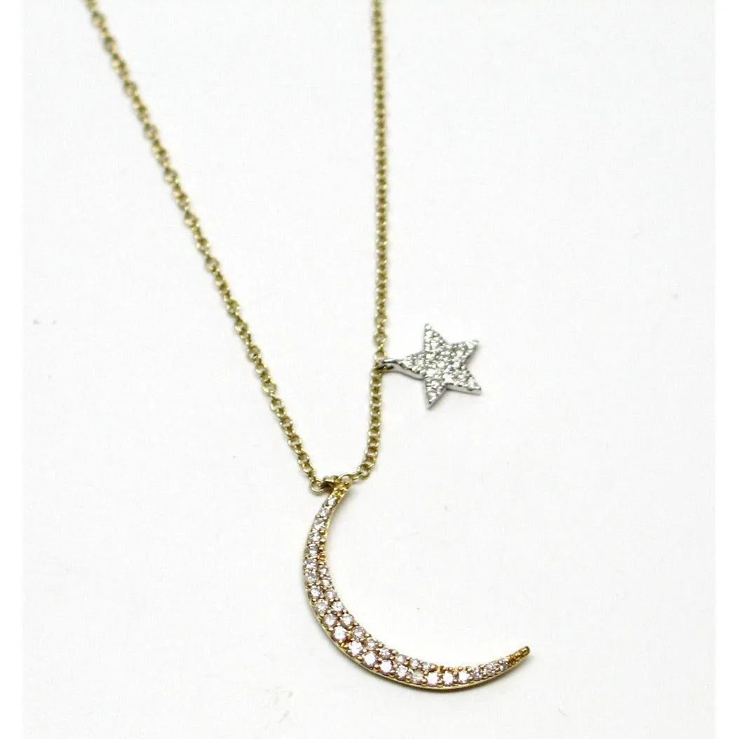 Meira T Moon and Star Diamond Necklace