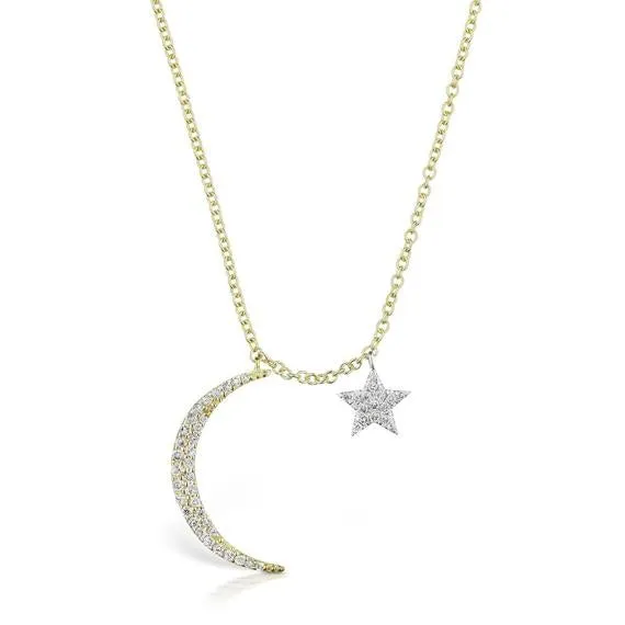 Meira T Moon and Star Diamond Necklace