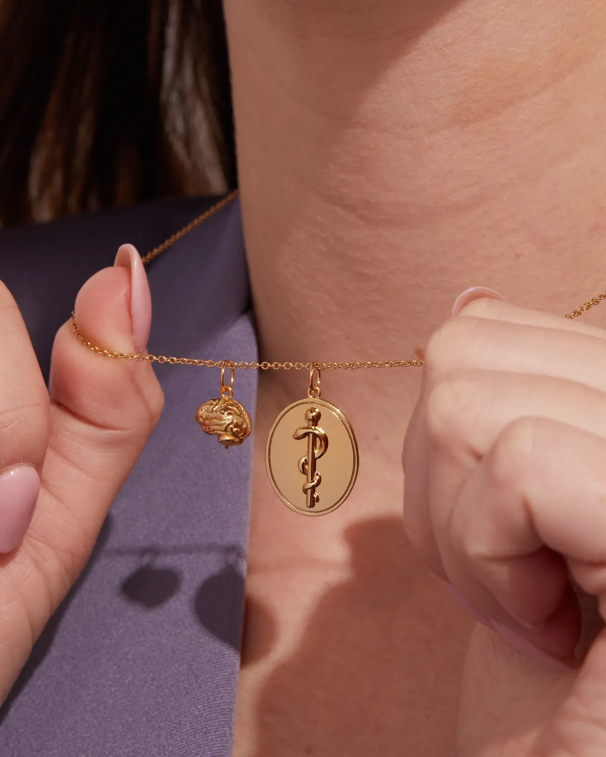 Modern Rod of Asclepius Medallion Charm