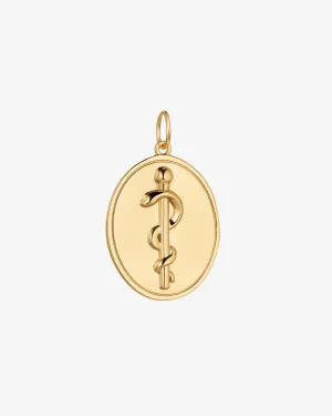 Modern Rod of Asclepius Medallion Charm