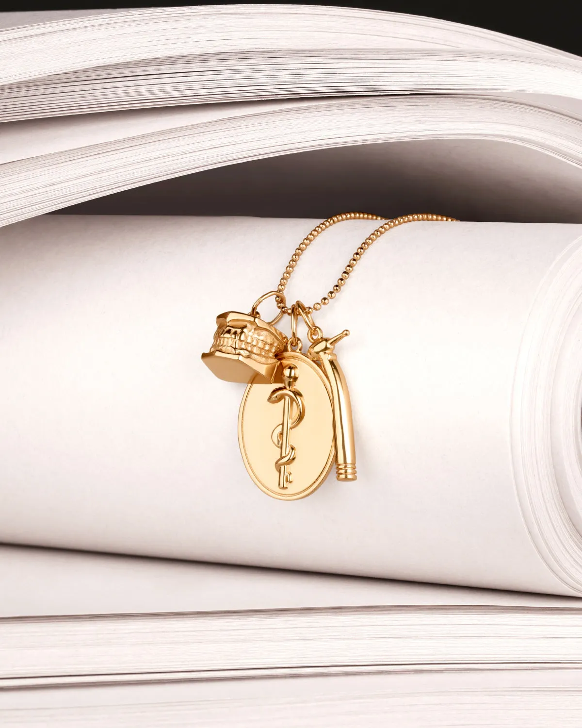 Modern Rod of Asclepius Medallion Charm