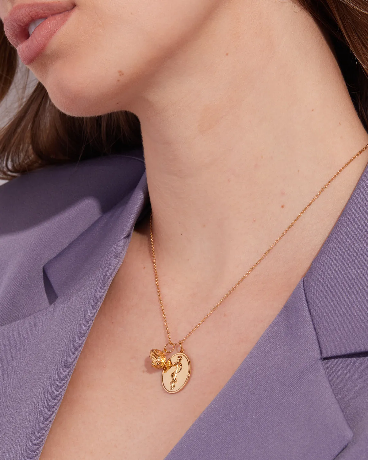 Modern Rod of Asclepius Medallion Charm