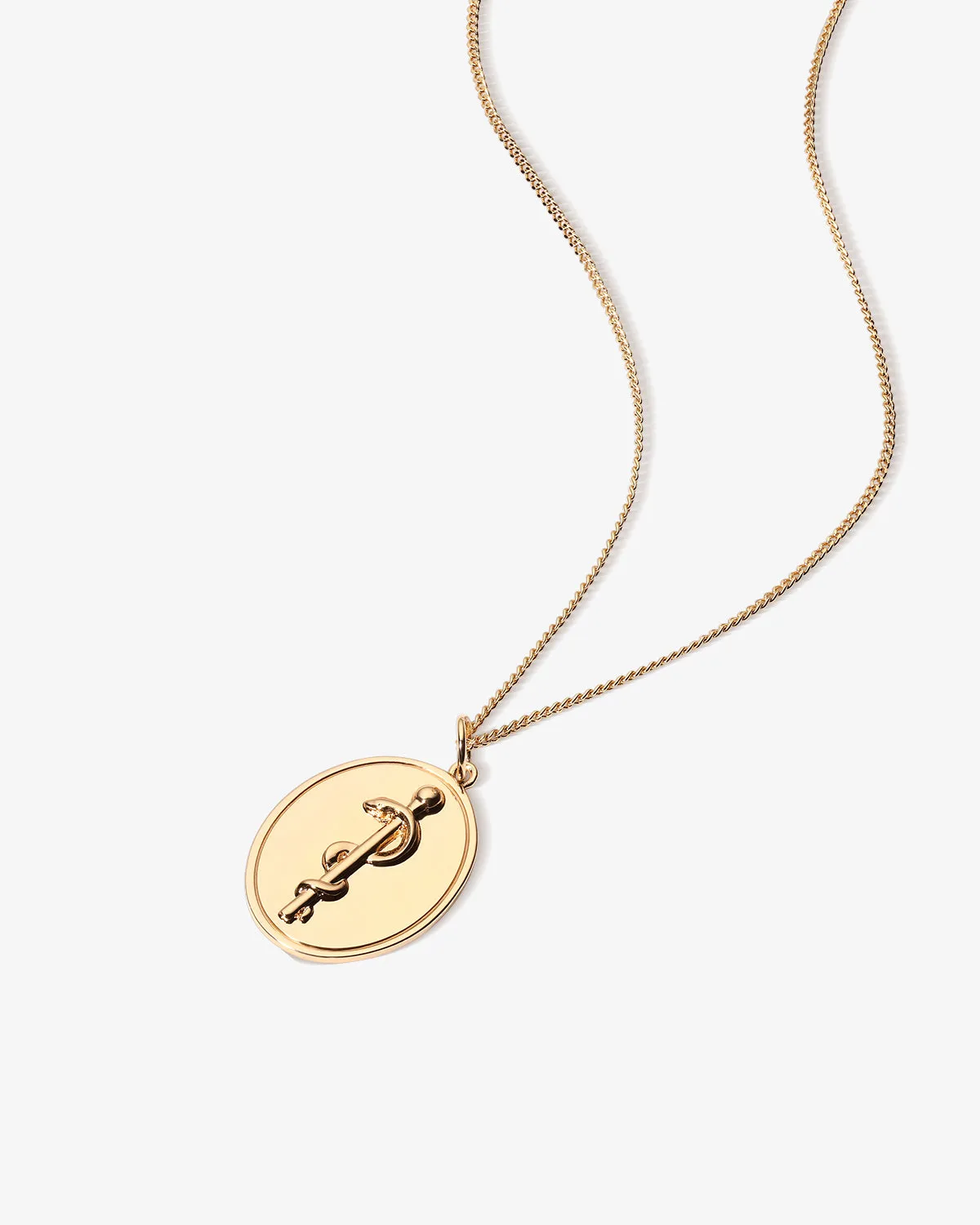 Modern Rod of Asclepius Medallion Charm