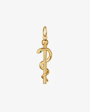 Modern Rod of Asclepius Pendant Charm