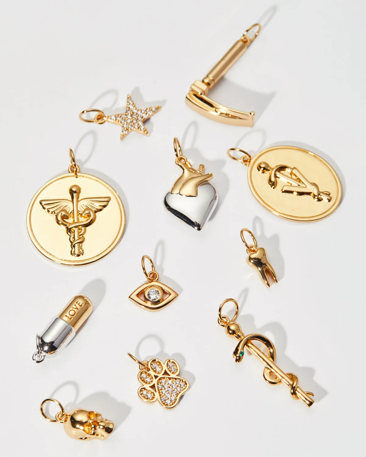 Modern Rod of Asclepius Pendant Charm