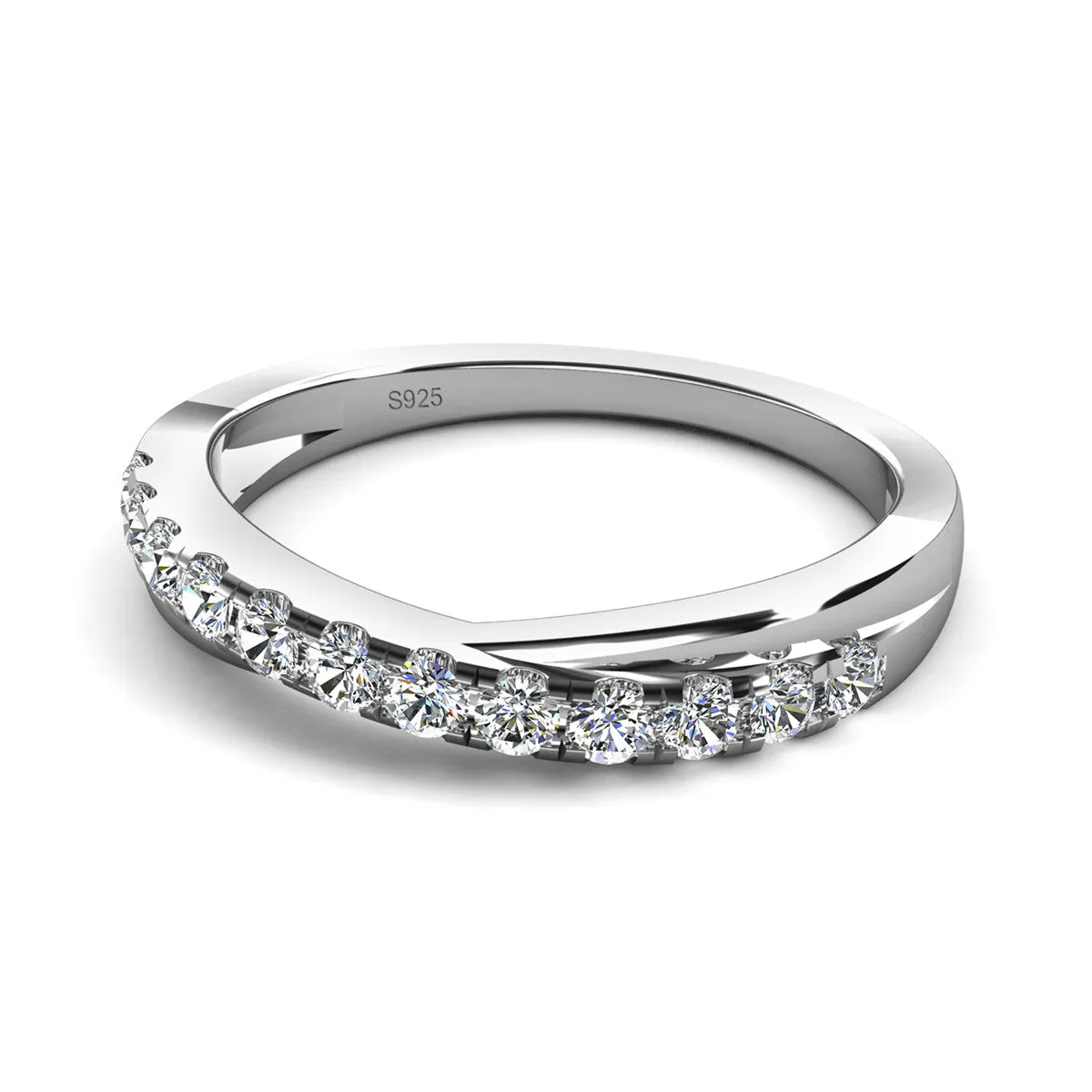 Moissanite by Cate & Chloe Emerson Sterling Silver Ring with Moissanite Crystals