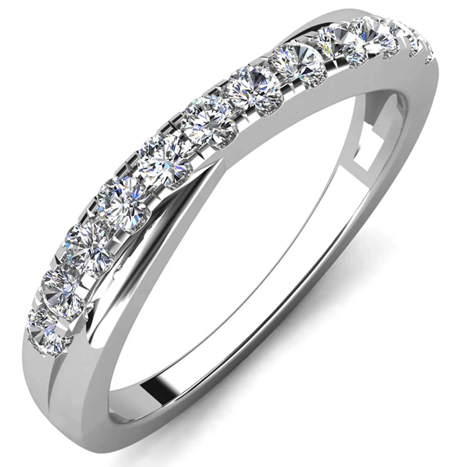 Moissanite by Cate & Chloe Emerson Sterling Silver Ring with Moissanite Crystals