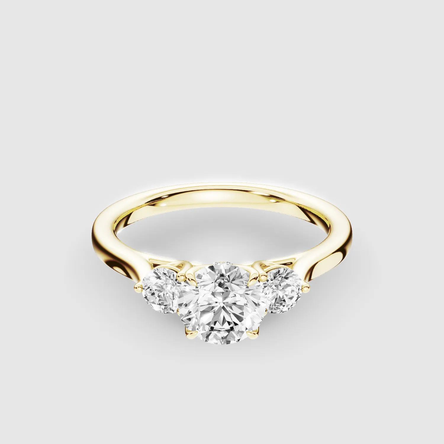 Natasha Three Stone Lab Grown Solitaire Diamond Ring - The Mystic Halo Collection-Round