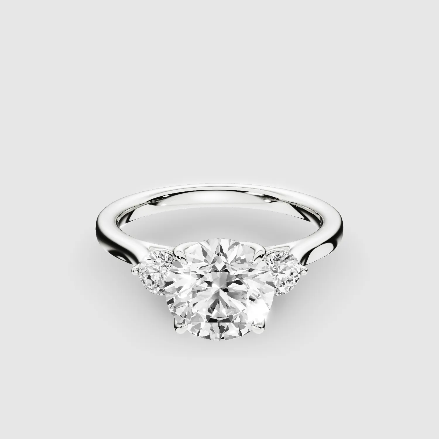 Natasha Three Stone Lab Grown Solitaire Diamond Ring - The Mystic Halo Collection-Round