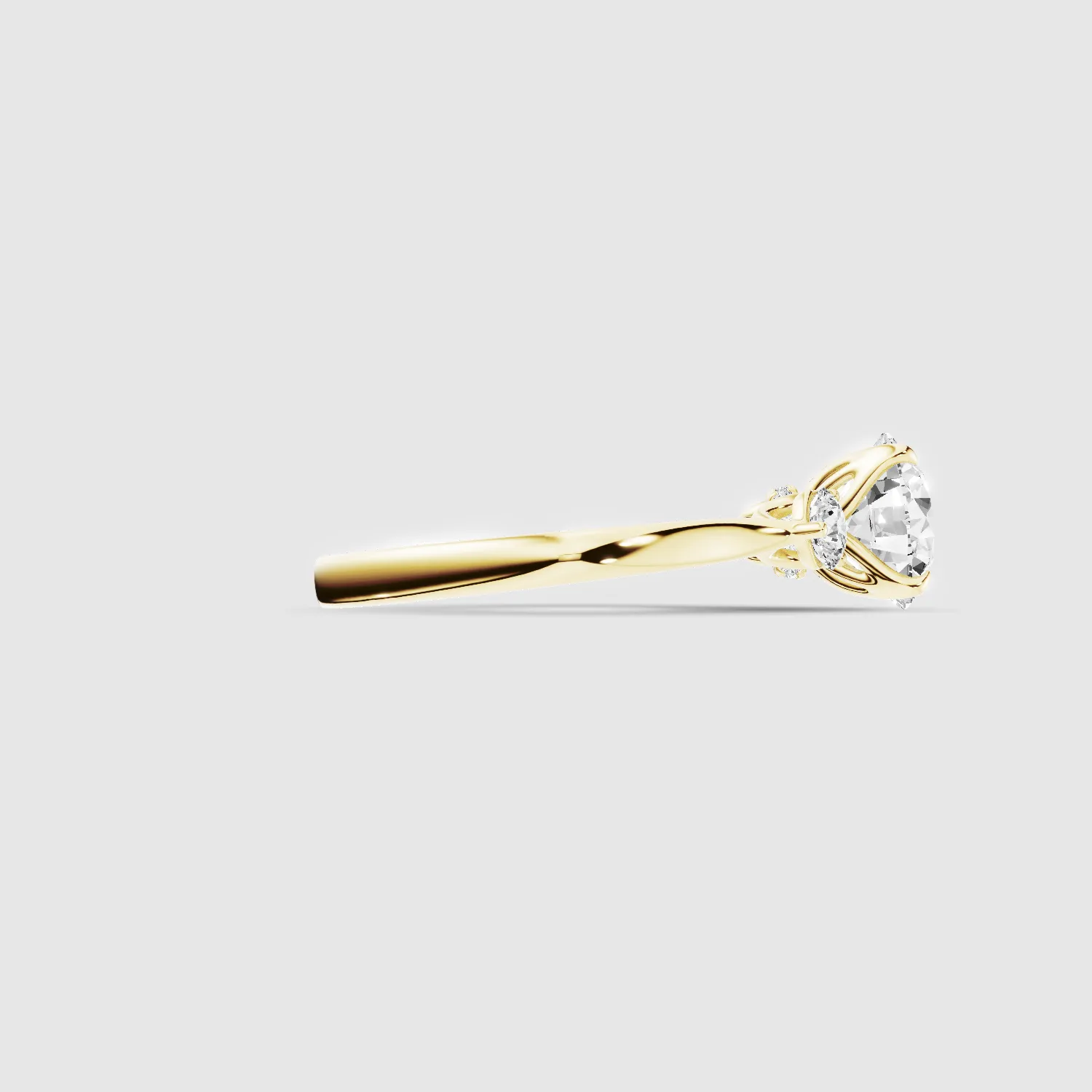 Natasha Three Stone Lab Grown Solitaire Diamond Ring - The Mystic Halo Collection-Round