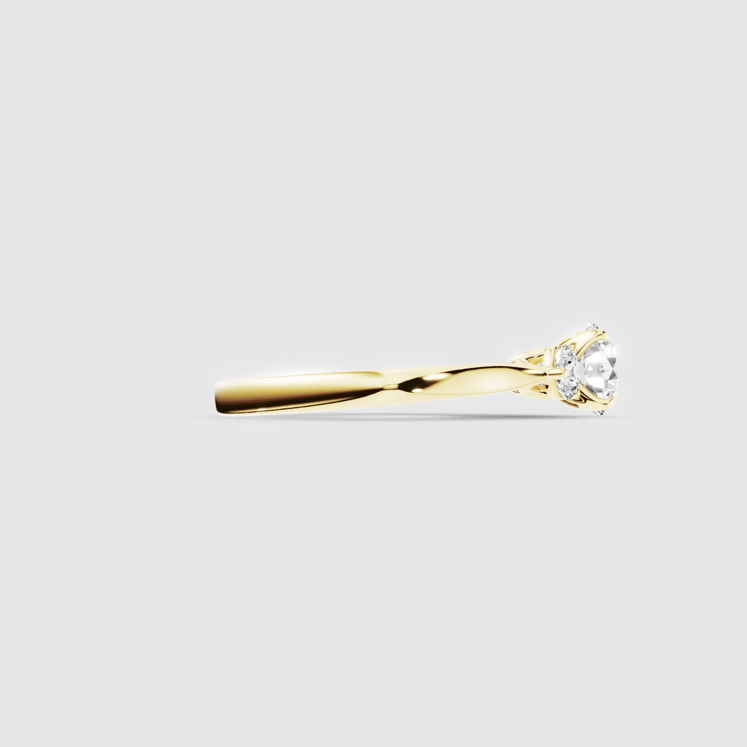 Natasha Three Stone Lab Grown Solitaire Diamond Ring - The Mystic Halo Collection-Round