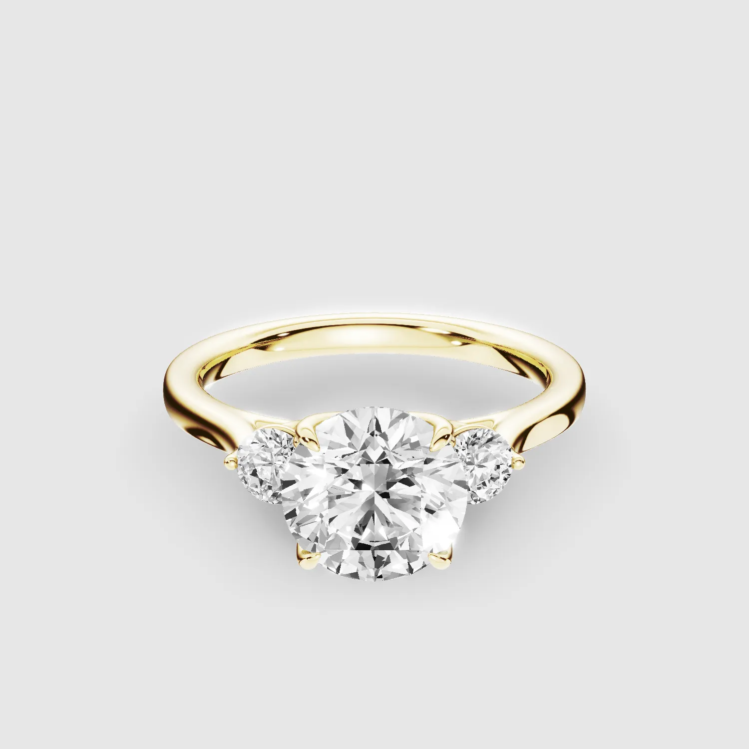 Natasha Three Stone Lab Grown Solitaire Diamond Ring - The Mystic Halo Collection-Round