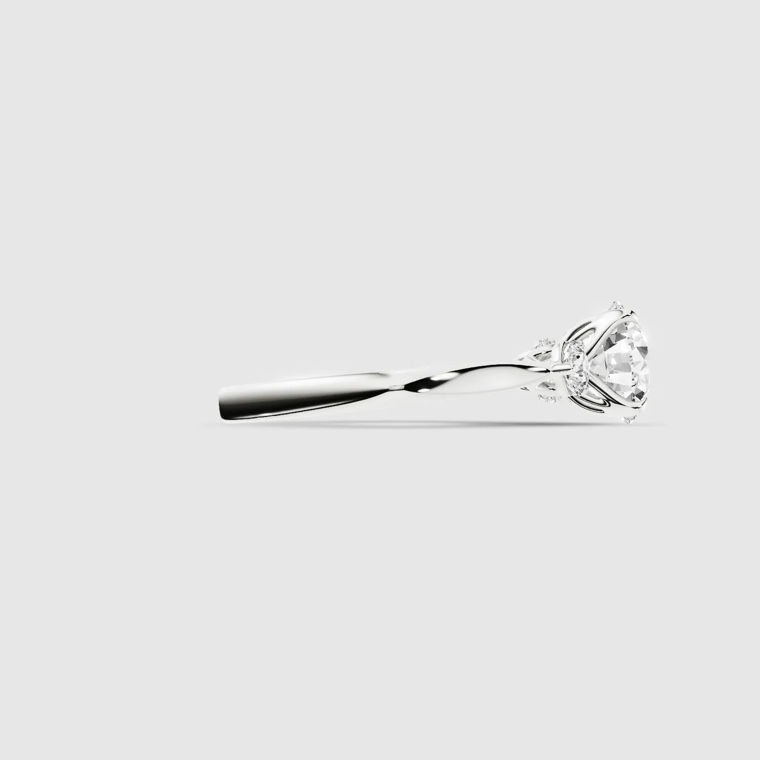 Natasha Three Stone Lab Grown Solitaire Diamond Ring - The Mystic Halo Collection-Round