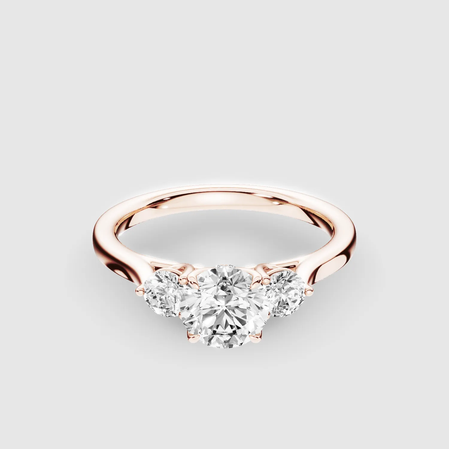 Natasha Three Stone Lab Grown Solitaire Diamond Ring - The Mystic Halo Collection-Round