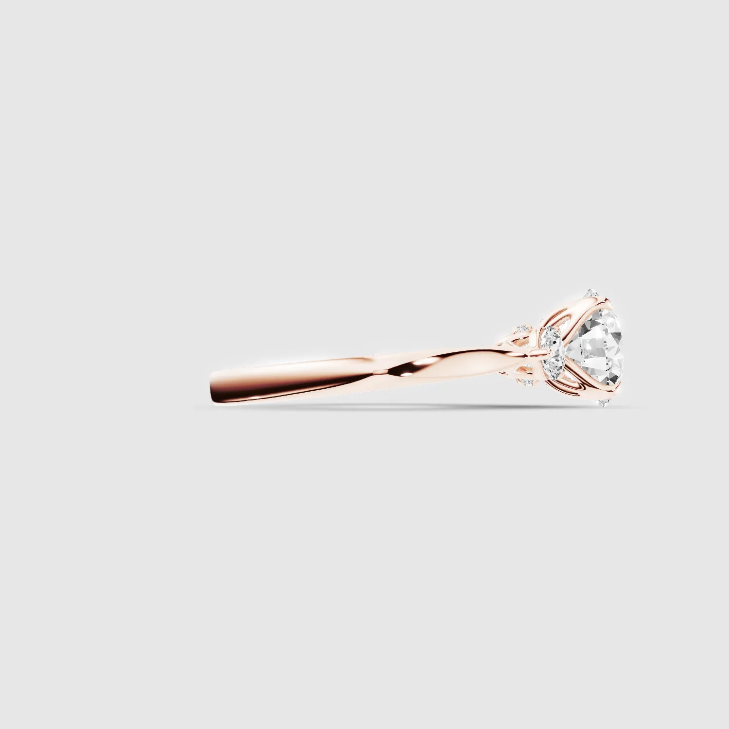 Natasha Three Stone Lab Grown Solitaire Diamond Ring - The Mystic Halo Collection-Round