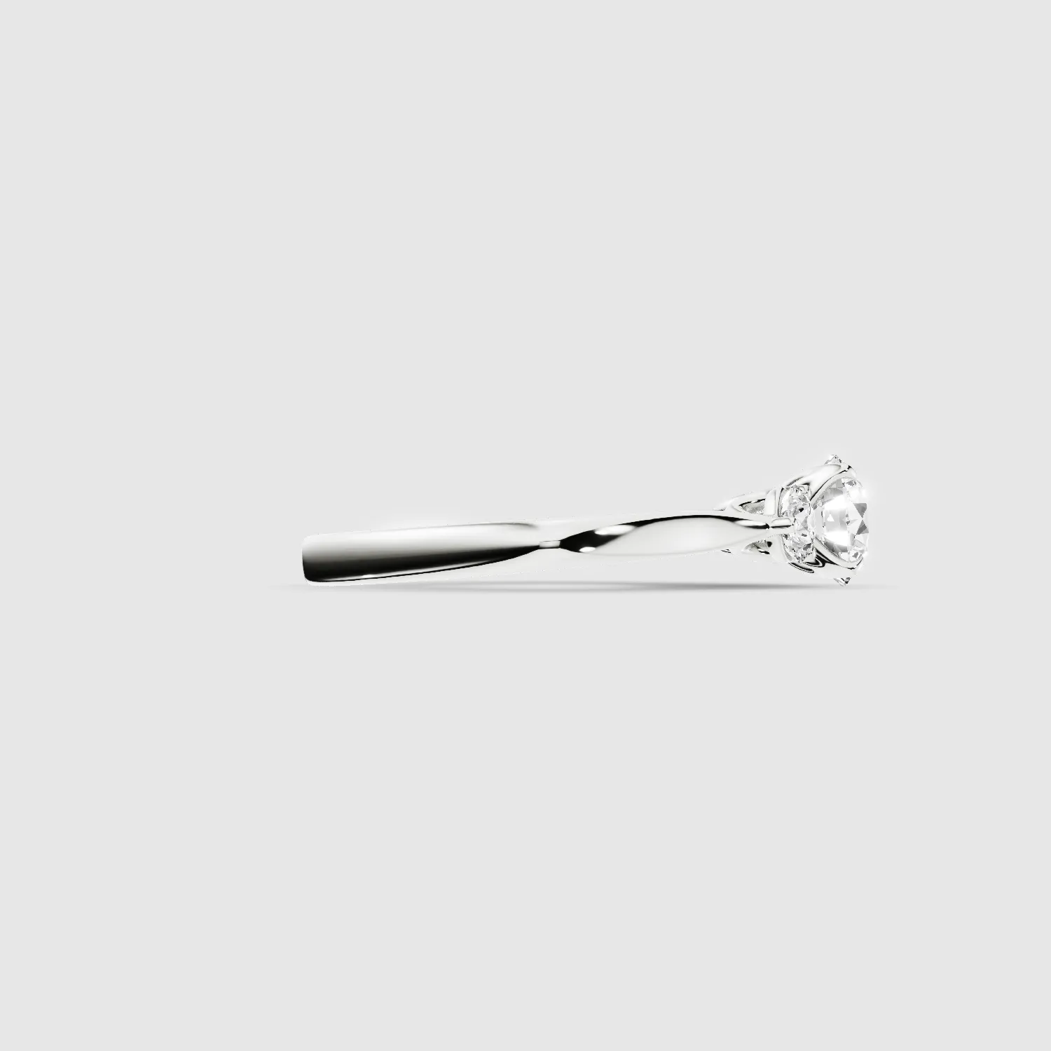 Natasha Three Stone Lab Grown Solitaire Diamond Ring - The Mystic Halo Collection-Round