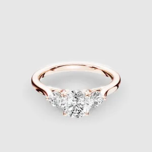 Natasha Three Stone Lab Grown Solitaire Diamond Ring - The Mystic Halo Collection-Round