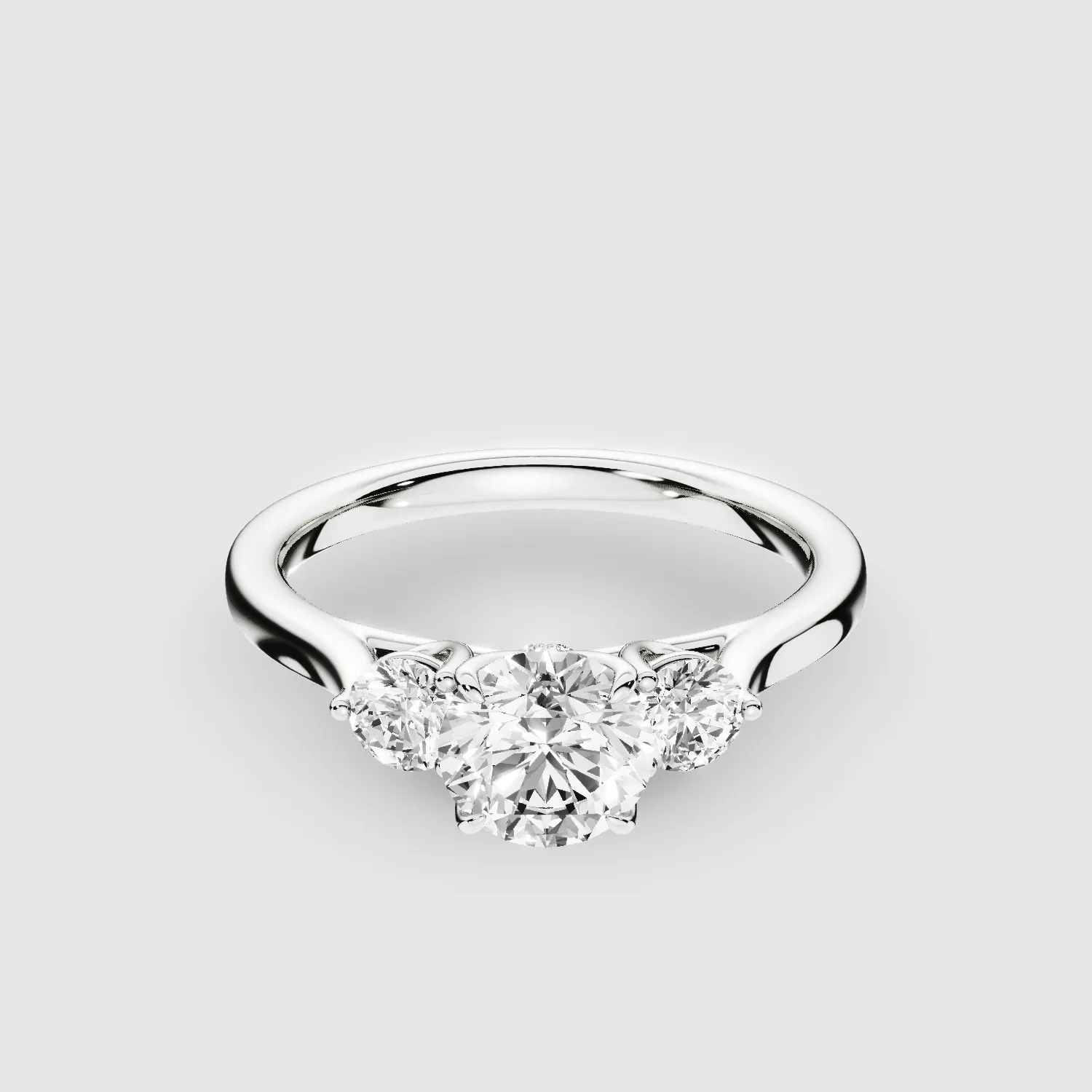 Natasha Three Stone Lab Grown Solitaire Diamond Ring - The Mystic Halo Collection-Round