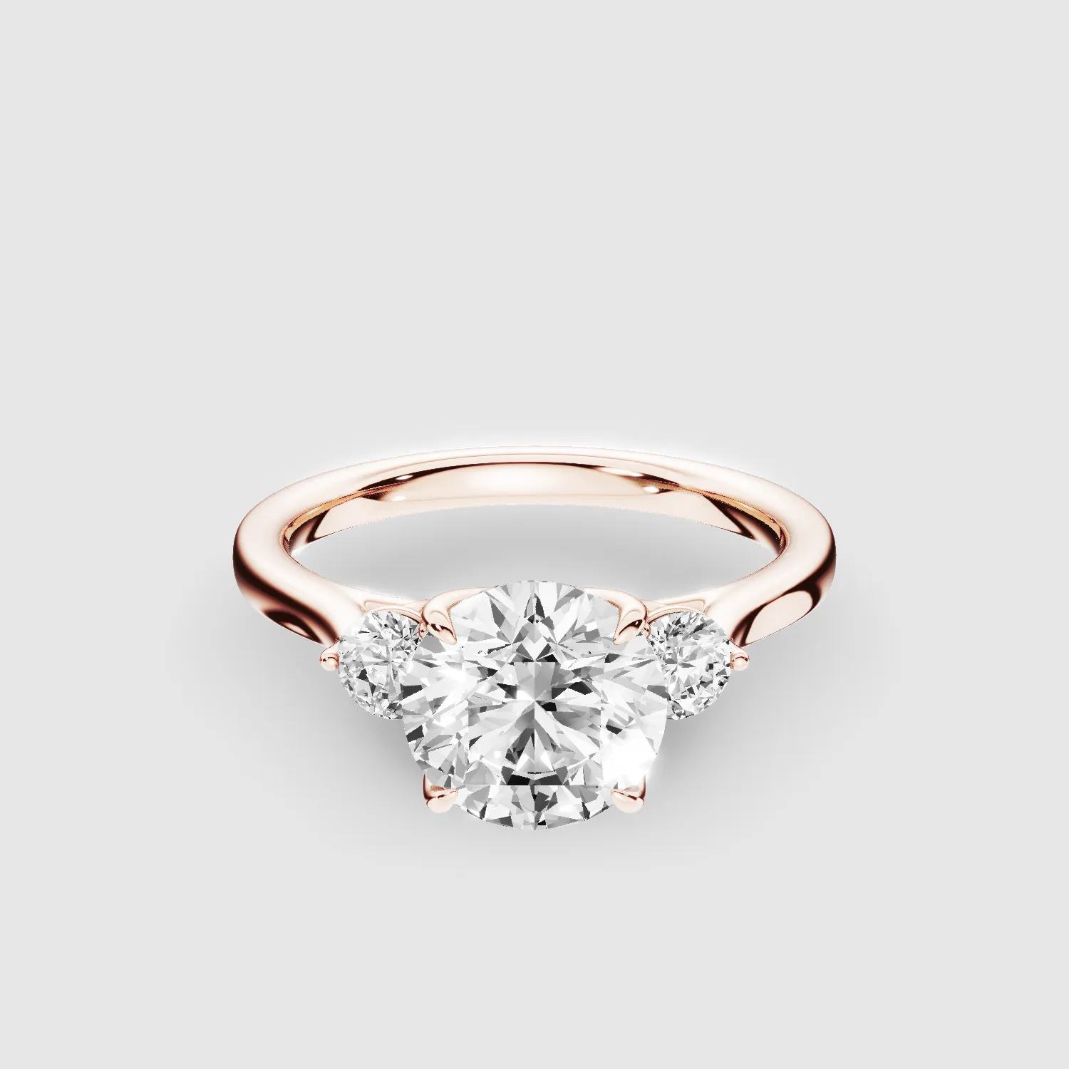 Natasha Three Stone Lab Grown Solitaire Diamond Ring - The Mystic Halo Collection-Round