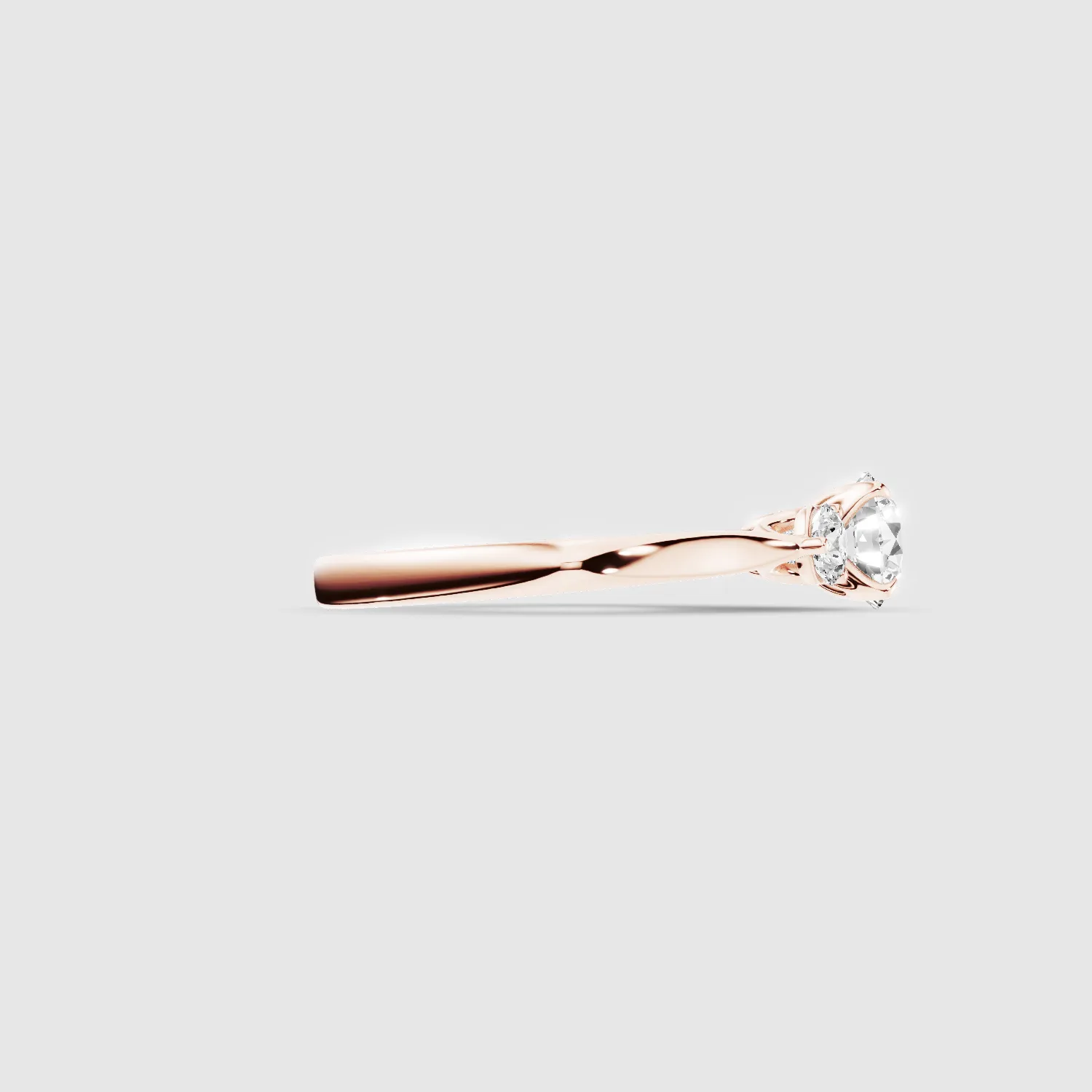 Natasha Three Stone Lab Grown Solitaire Diamond Ring - The Mystic Halo Collection-Round