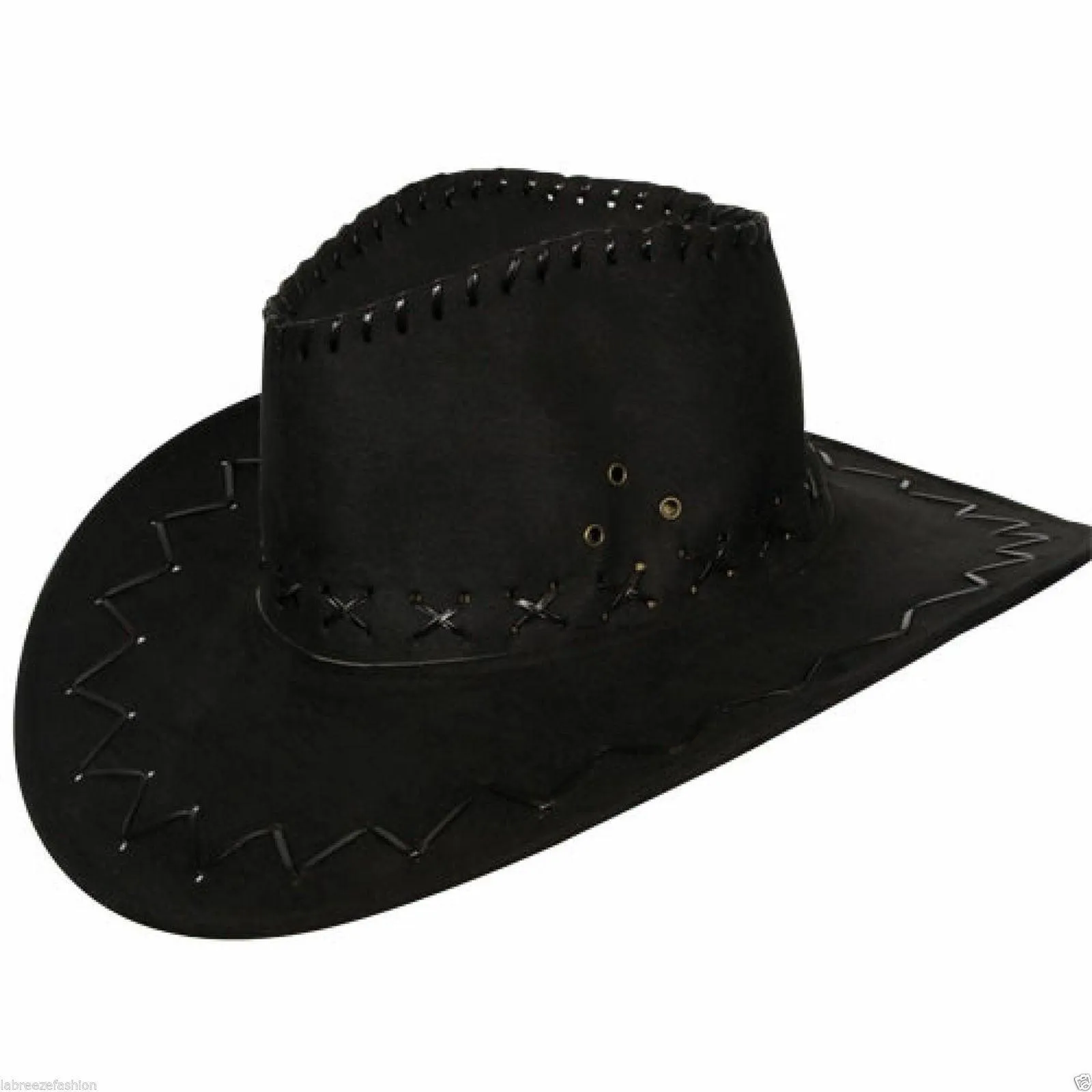 New Men’s Ladies Cowboy Hat Suede Look Wild West Black & Brown Fancy Dress Hat