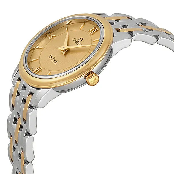 Omega DeVille Prestige Champagne Dial Steel and Yellow Gold Ladies Watch 42420276008001 424.20.27.60.08.001