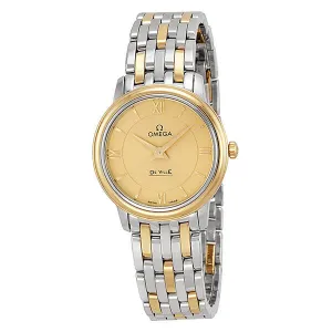 Omega DeVille Prestige Champagne Dial Steel and Yellow Gold Ladies Watch 42420276008001 424.20.27.60.08.001